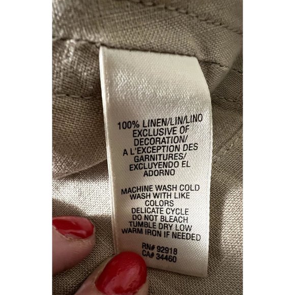 Juicy Couture women's tan linen jacket size Medium gathered waist, pockets - Picture 7 of 9